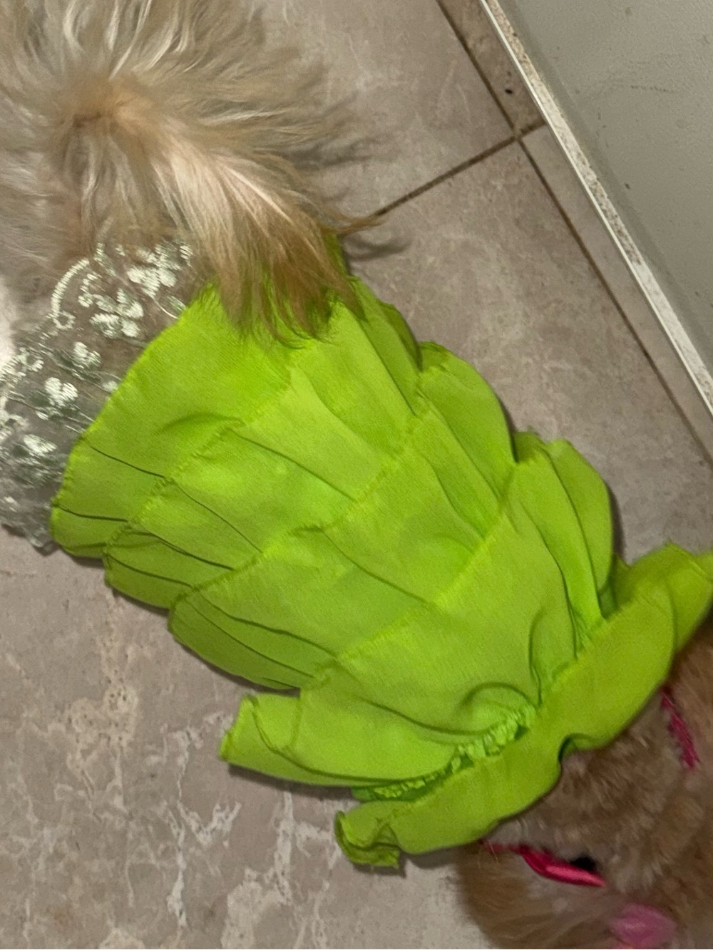 Ruffle Dress - Bright line spring summer girly themed tea Greenfun cute lace S - Picture 2 of 5